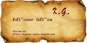 Kácsor Géza névjegykártya