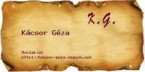 Kácsor Géza névjegykártya